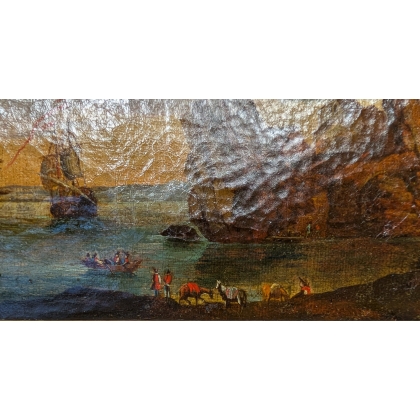 Tableau \"Paysage animé de bord de mer\"