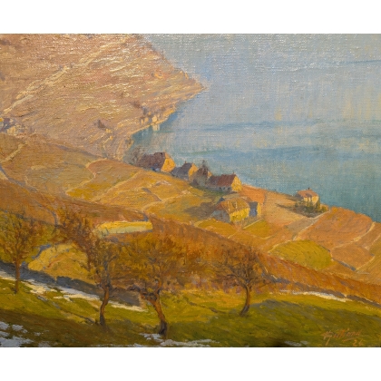Tableau \"Lavaux\" signé V GILLIAND