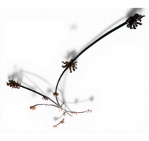 Plafonnier "Fleurs" en métal bleu et tôle jaune