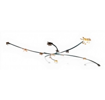 Plafonnier "Fleurs" en métal bleu et tôle jaune