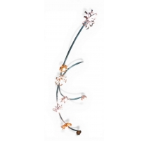 Plafonnier "Fleurs" en métal bleu et tôle jaune