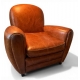 Fauteuil club en cuir brun