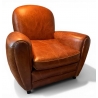 Fauteuil club en cuir brun