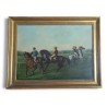Tableau \"Trois Jockeys\" signé J. BARENGER