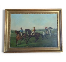 Tableau "Trois Jockeys" signé J. BARENGER