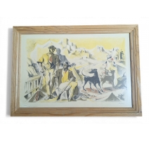 Lithographie "Chasseurs" signée DESPIERRE