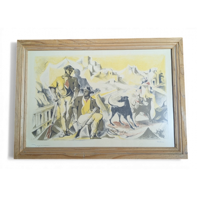 Lithographie "Chasseurs" signée DESPIERRE