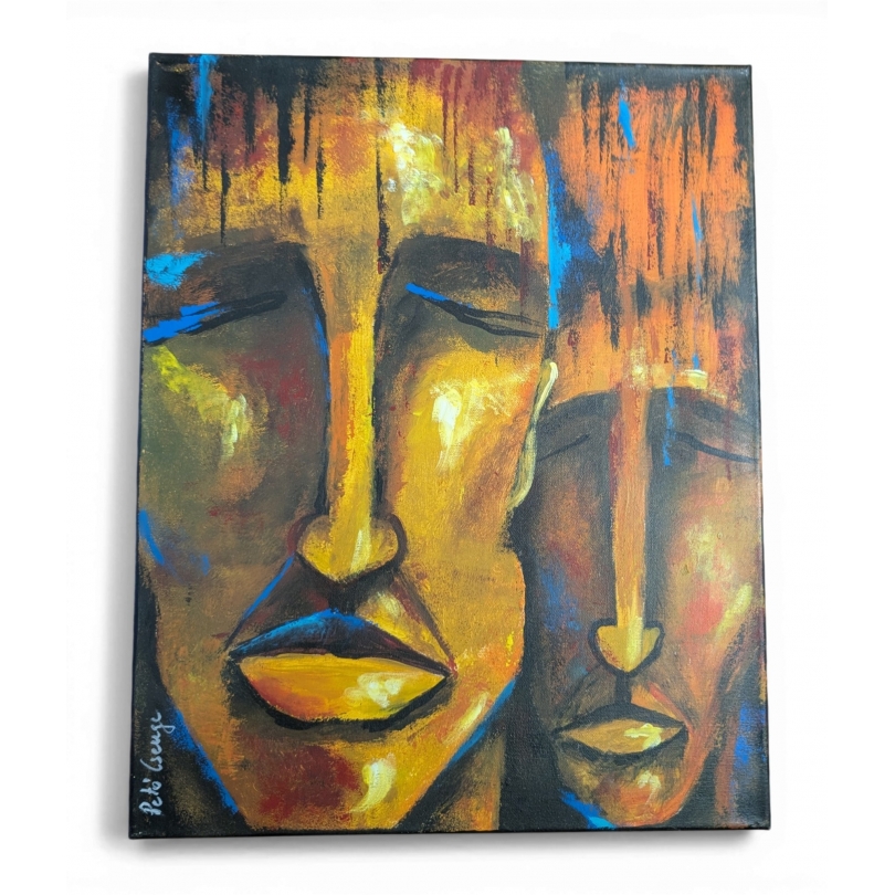 Tableau \"Deux visages\" signé Peto CSENGE