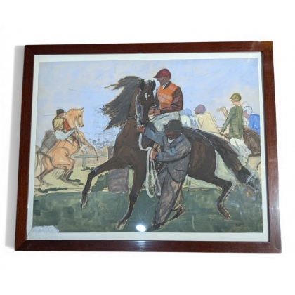 Aquarelle "Chevaux" signée P. DUBAUT