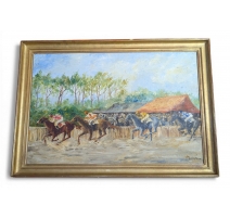 Tableau "Course de chevaux" signé MALESPINA
