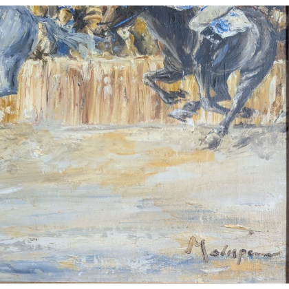 Tableau \"Course de chevaux\" signé MALESPINA