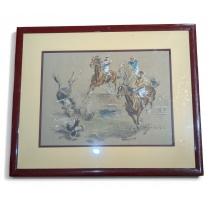 Pastel "Jockeys" signé L. MALESPINA