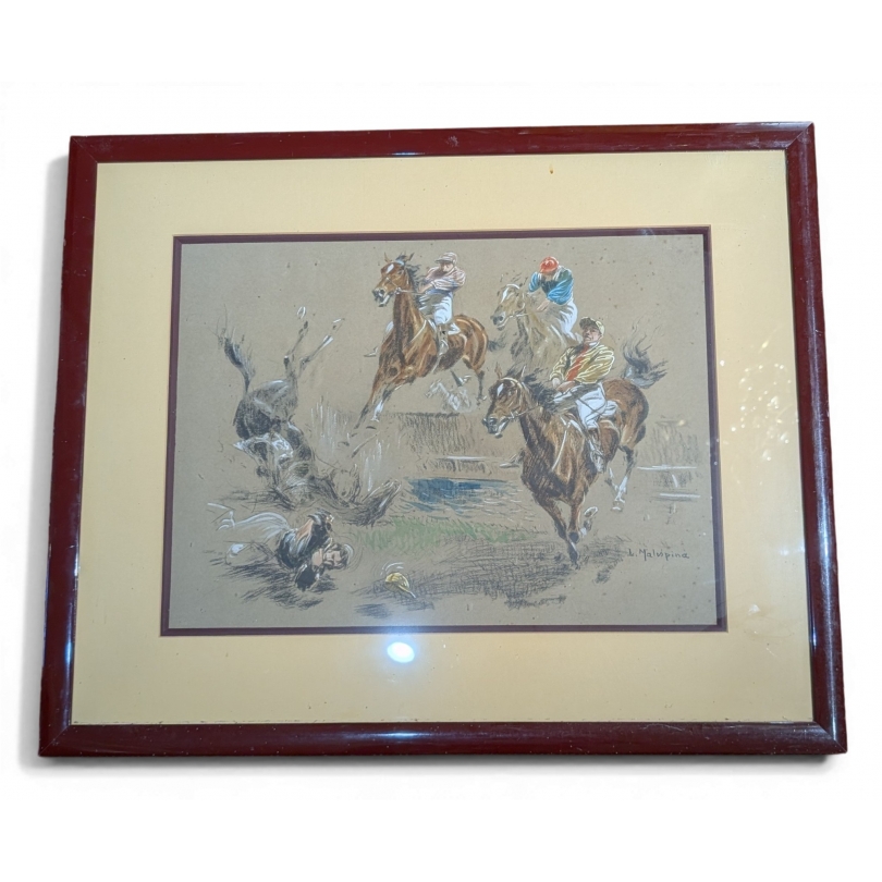 Pastel "Jockeys" signé L. MALESPINA
