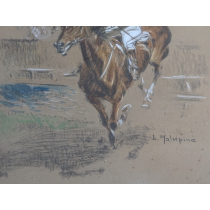 Gravure "Jockeys" signé L. MALESPINA