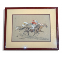 Pastel "Jockeys" signé L. MALESPINA