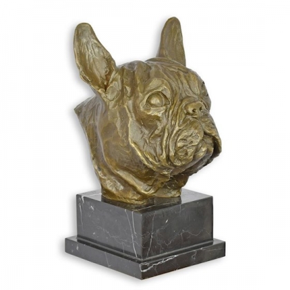 Buste de Bouledogue Français en bronze