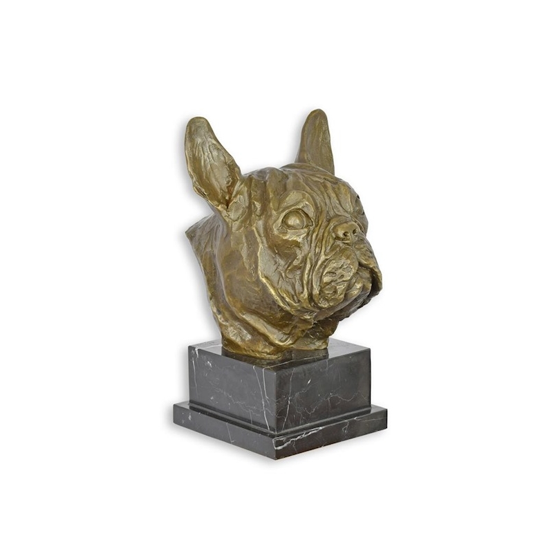 Buste de Bouledogue Français en bronze