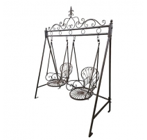 Balancelle double en fer peint brun