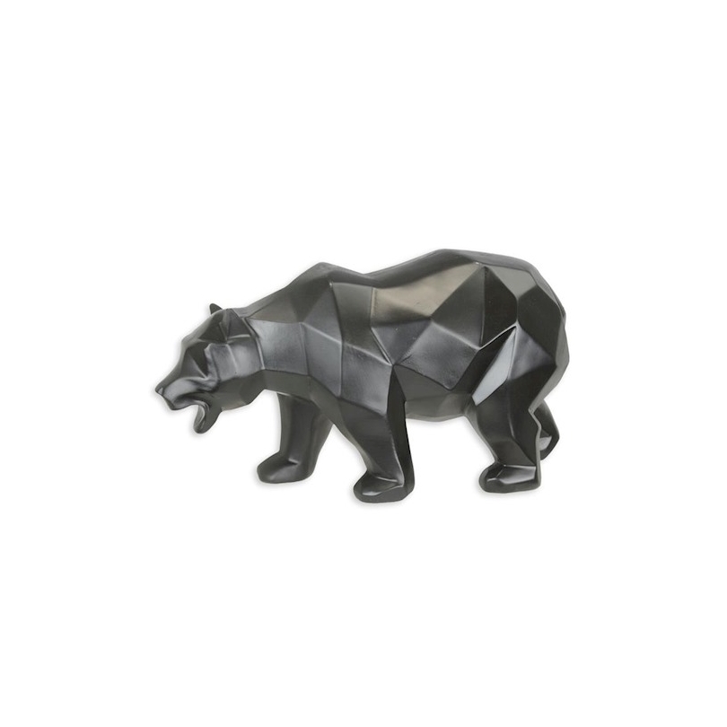 Ours polygonal en résine noire