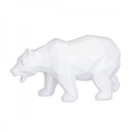 Ours polygonal en résine blanche