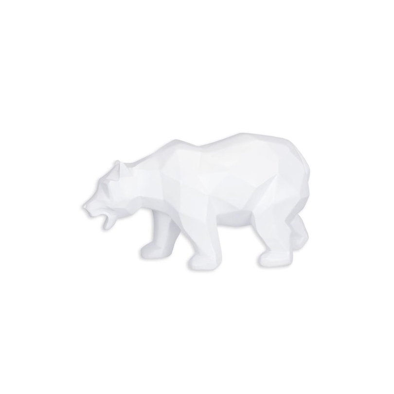 Ours polygonal en résine blanche