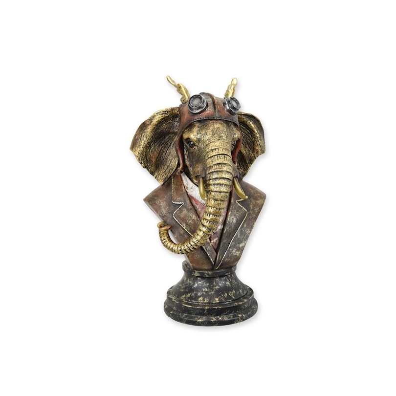 Buste d'Eléphant stempunk en résine