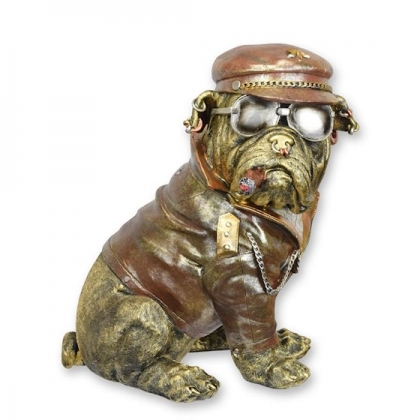 Bouledogue au cigare en résine