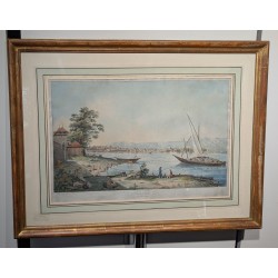 Gravure "Vue de Genève" par LEVEQUE.  sur Moinat SA  - Antiquités décoration -  Gravures, Lithos