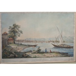 Gravure "Vue de Genève" par LEVEQUE.  sur Moinat SA  - Antiquités décoration -  Gravures, Lithos
