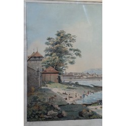 Gravure "Vue de Genève" par LEVEQUE.  sur Moinat SA  - Antiquités décoration -  Gravures, Lithos