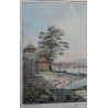 Gravure "Vue de Genève" par LEVEQUE.  sur Moinat SA  - Antiquités décoration -  Gravures, Lithos