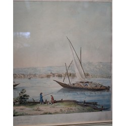 Gravure "Vue de Genève" par LEVEQUE.  sur Moinat SA  - Antiquités décoration -  Gravures, Lithos