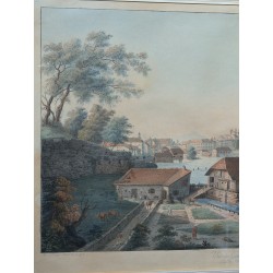 Engraving ‘View of Geneva’ by LEVEQUE.  at Moinat SA  – Antiques and decorative items –  Engravings, lithographs