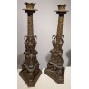 A pair of bronze candlesticks signed B. BOSCHETTI