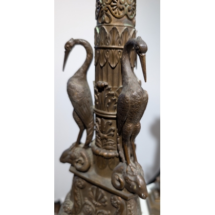A pair of bronze candlesticks signed B. BOSCHETTI