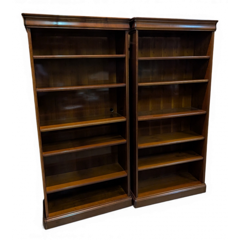A pair of open bookcases