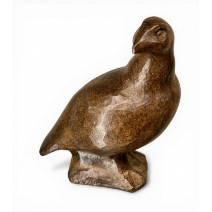 Bronze \"Perdrix des neiges\" monogrammé RH