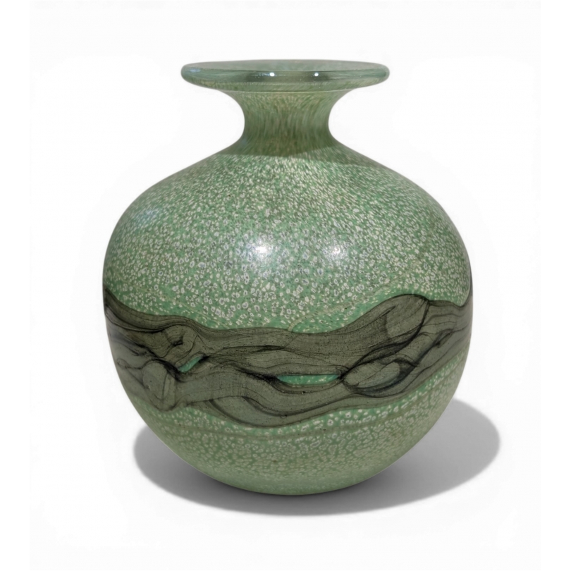 Vase boule en verre soufflé signé Mdina