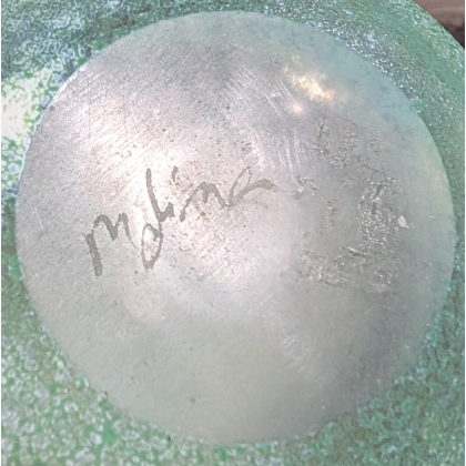 Vase boule en verre soufflé signé Mdina