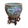Grand cache-pot en porcelaine Famille Rose