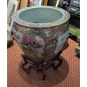 Grand cache-pot en porcelaine Famille Rose