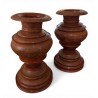 Grande paire de vases Birmans en laque rouge