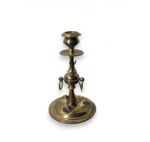 Pair of candlesticks in bronze with agate