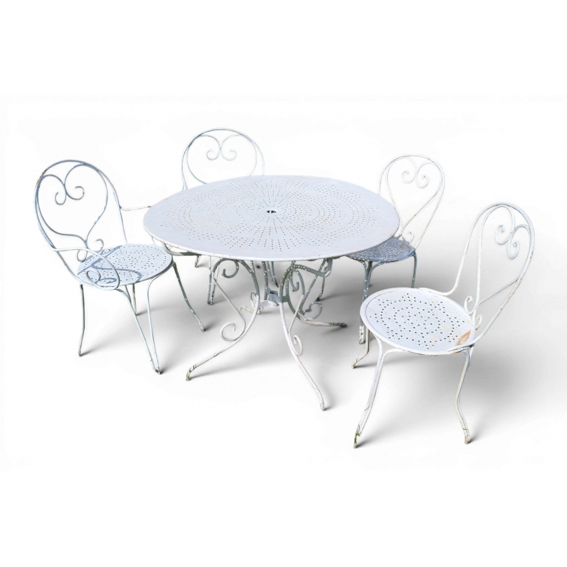 Ensemble de jardin en fer forgé blanc