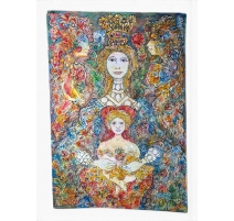 Tableau "La virgen y el niño con su fruta"