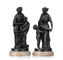 Paire de bronzes "Allégories" signés SAUVAGEAU