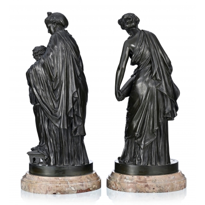 Paire de bronzes \"Allégories\" signés SAUVAGEAU