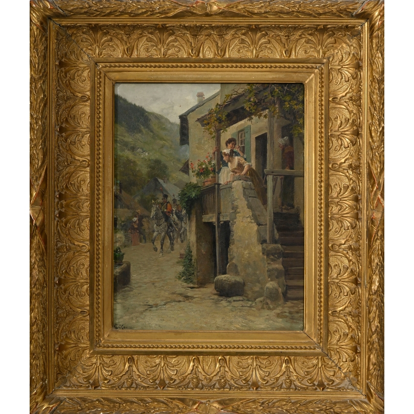 Tableau "Voici les hussards" signé GRISON