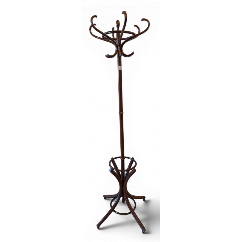 Curved wooden parrot coat rack