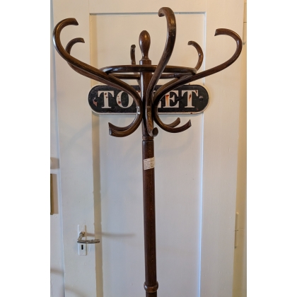 Curved wooden parrot coat rack
